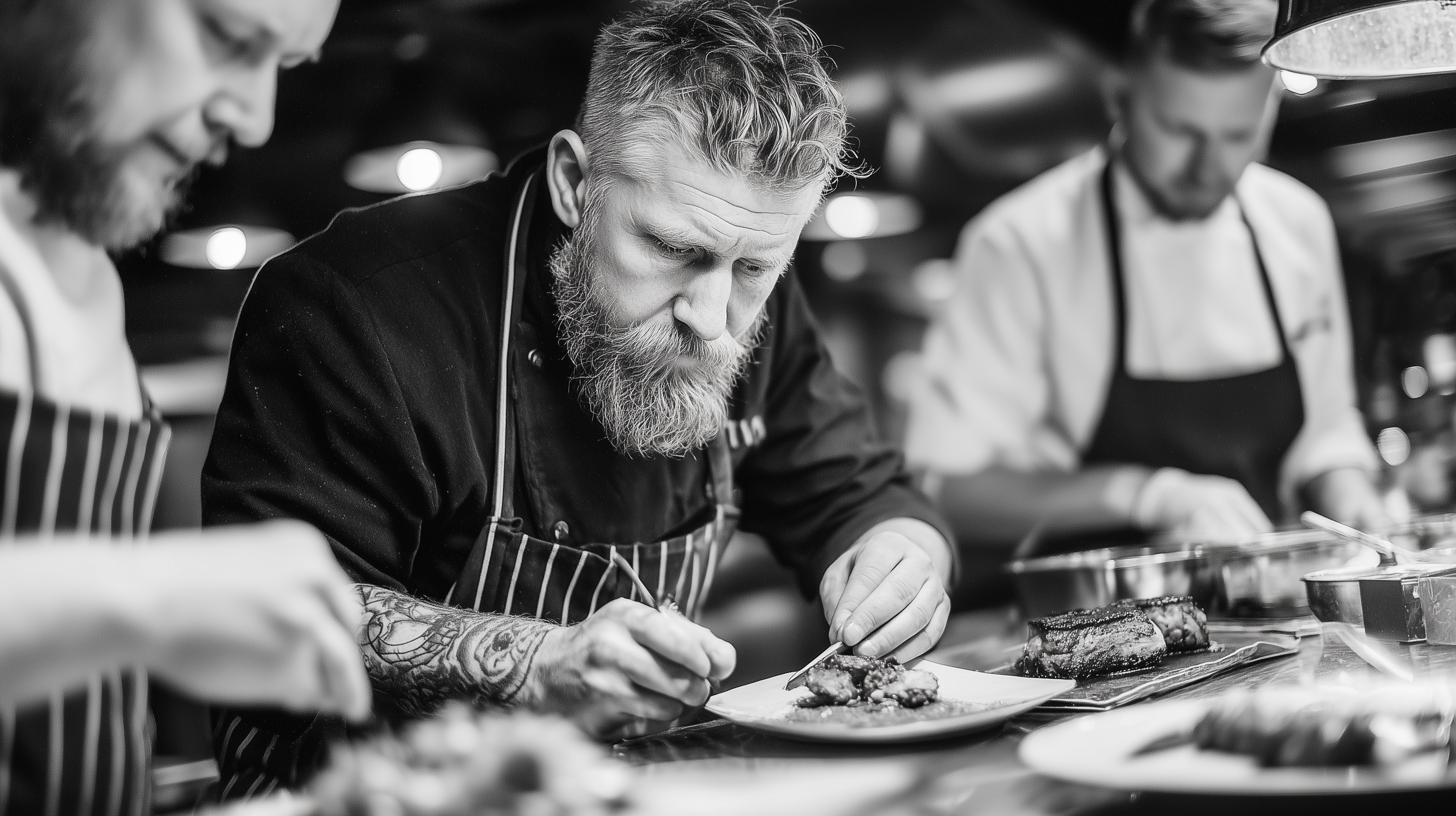 Chefs working together in a professional kitchen